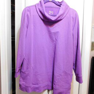 Denim & Co Purple Cowl Sweatshirt Sz M